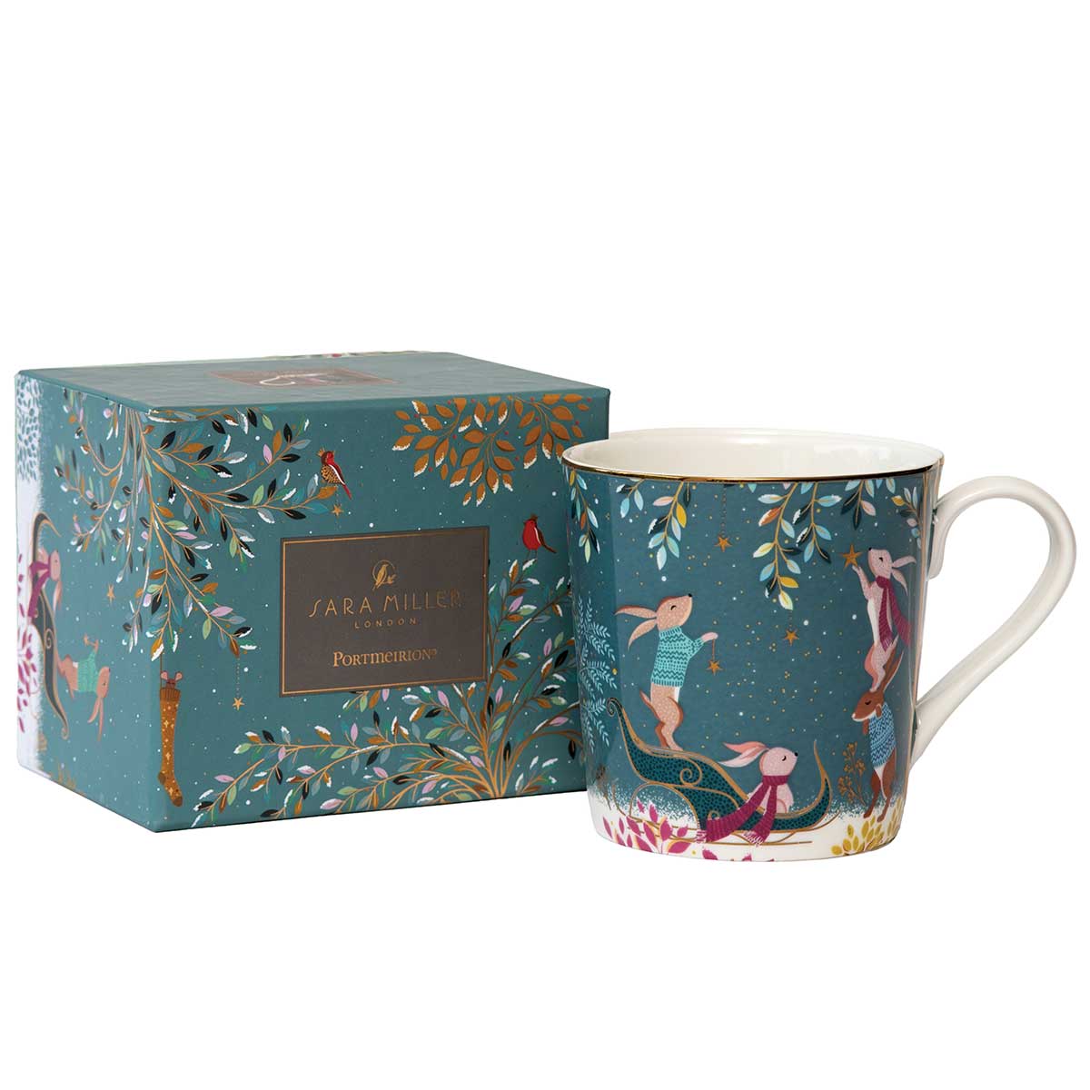 Sara Miller Woodland Tales Mug, Rabbit Sleigh image number null